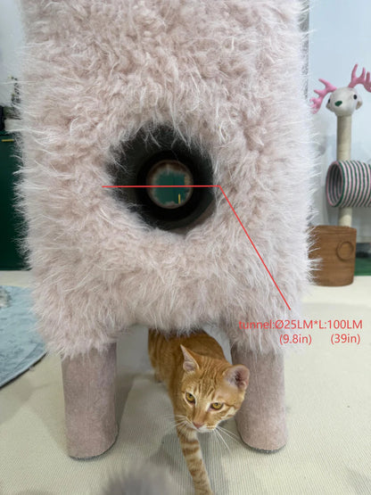 2 Meters Luxury Alpaca-Fabric Cat Tunnels & Cat Trees – Premium Pet Furniture